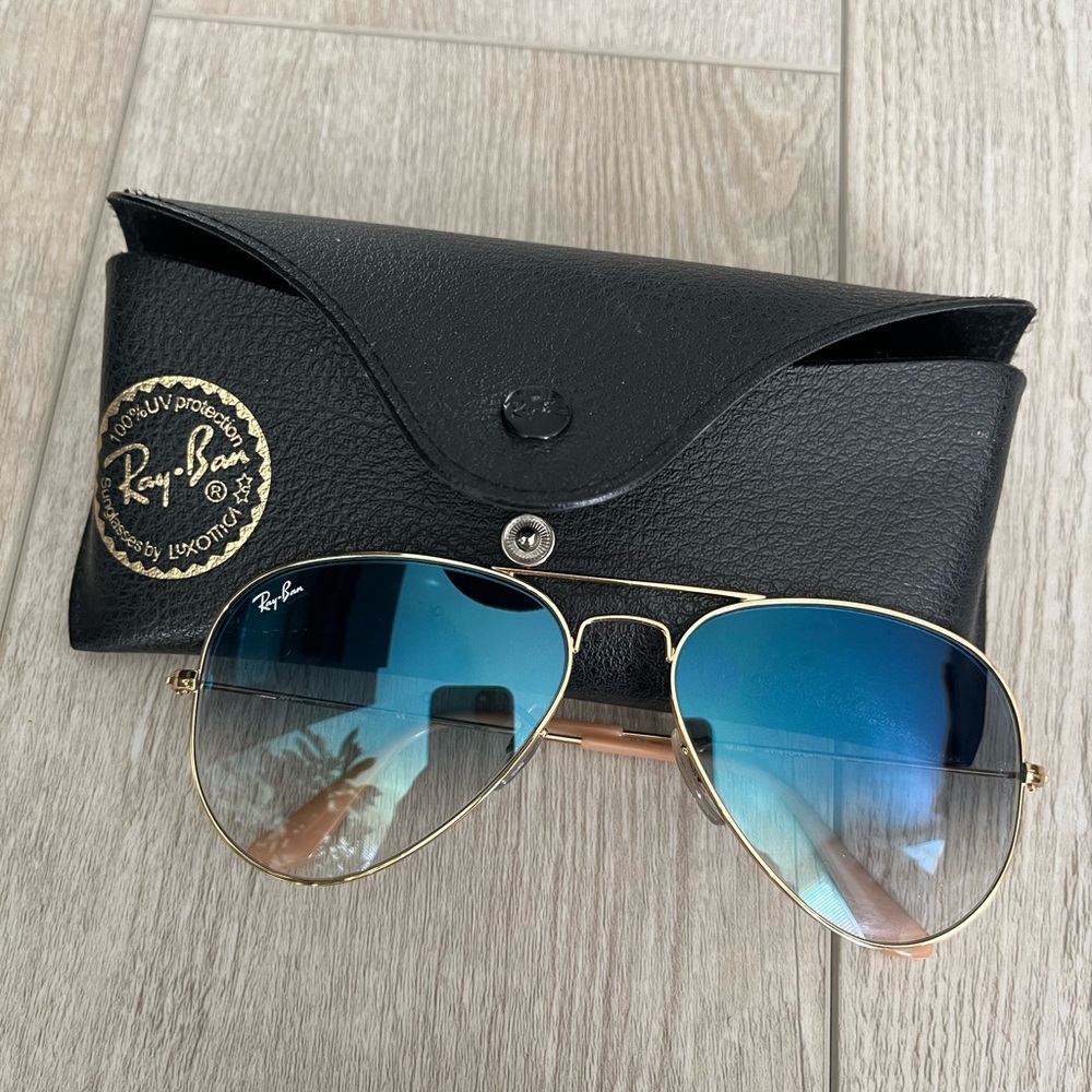 Ray-Ban Blue and Gold Aviator Sunglasses